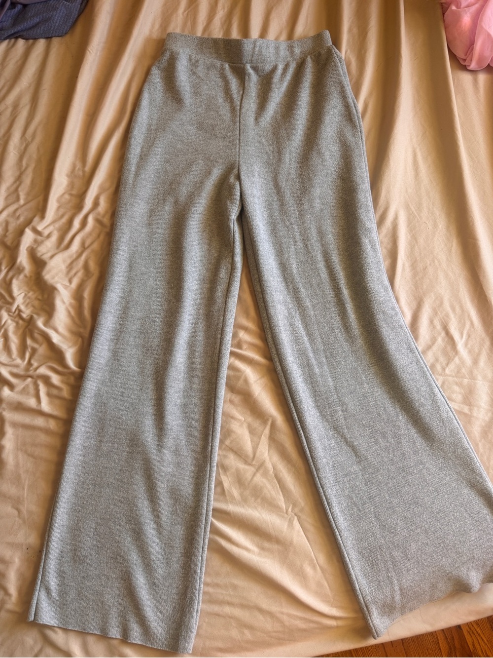 Zara Gray Wide-Leg Knit Pants